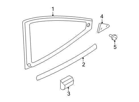 2000 Ford Focus Quarter Panel - Glass & Hardware Back Glass Spacer Diagram for F8RZ-5429760-AA