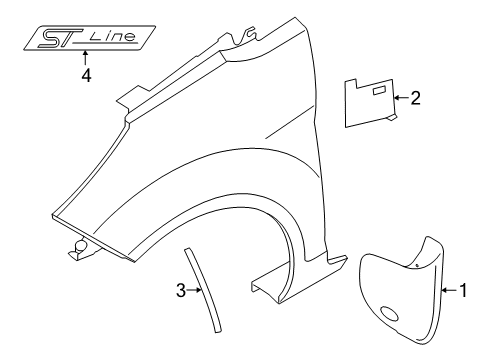 2015 Ford Fiesta Exterior Trim - Fender Mud Guard Diagram for BE8Z-16A550-AC