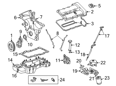 2000 Lincoln LS Engine Parts, Mounts, Cylinder Head & Valves, Camshaft & Timing, Oil Cooler, Oil Pan, Oil Pump, Crankshaft & Bearings, Pistons, Rings & Bearings Adapter Insert Diagram for E73Z-6890-A