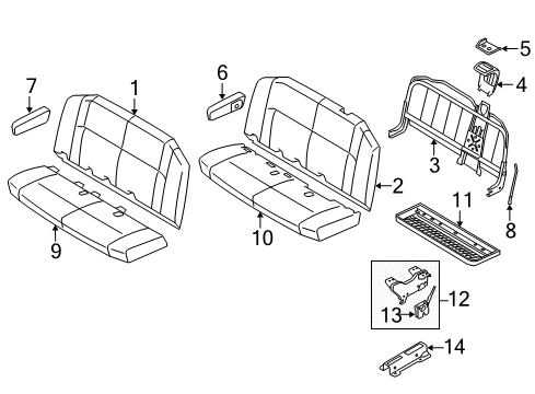 2013 Ford E-350 Super Duty Rear Seat Components Strap Diagram for 8C2Z-16669A02-A