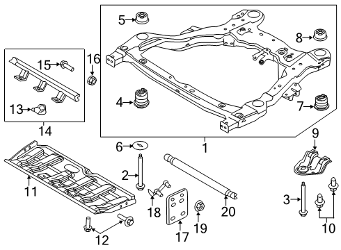 2017 Ford Explorer Crossmembers & Components - Front Front Insulator Shim Diagram for BB5Z-5400145-A