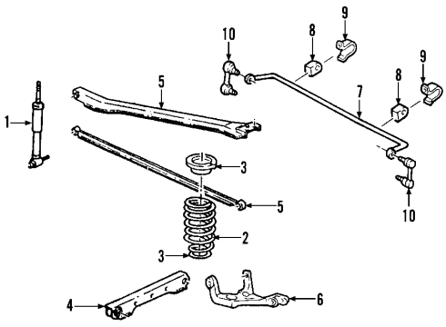 2008 Ford Mustang Rear Suspension Components, Stabilizer Bar Coil Spring Diagram for 5R3Z-5560-BA