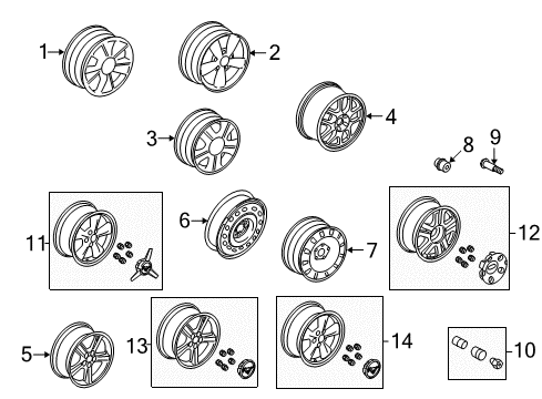 2006 Ford Mustang Wheels Wheel Assembly Diagram for 6R3Z-1007-A