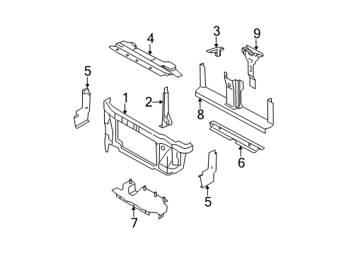 2006 Lincoln Navigator Radiator Support Latch Support Diagram for 2L1Z-16747-AA
