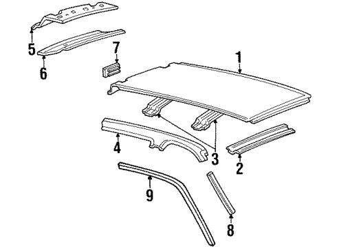 1998 Lincoln Navigator Roof & Components Roof Rail Diagram for F75Z-78513A38-AE