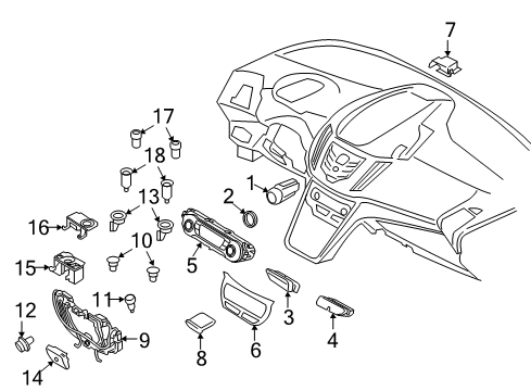2016 Ford Escape Ignition Lock Cylinder & Keys Diagram for CP9Z-11582-A