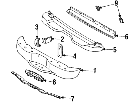 2001 Mercury Mountaineer Rear Bumper Bumper Diagram for XL2Z-17906-CA