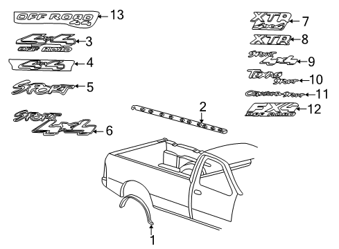2002 Ford F-150 Exterior Trim - Pick Up Box Upper Molding Diagram for 3L3Z-83291A41-AAB