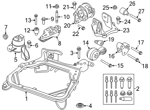2011 Ford Fusion Engine & Trans Mounting Engine Cradle Repair Kit Diagram for 6E5Z-5019-A