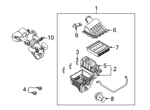 2008 Lincoln Navigator Air Intake Air Cleaner Assembly Diagram for 7L1Z-9600-A