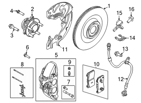 2021 Ford Mustang Mach-E Front Brakes Center Shield Screw Diagram for -W500212-S442