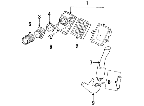 1999 Ford Taurus Air Intake Air Cleaner Assembly Diagram for F8DZ9600AA
