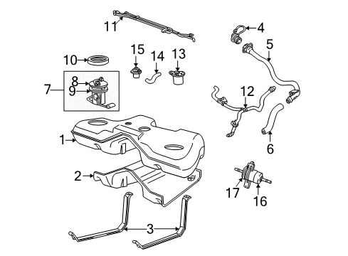2005 Ford Thunderbird Fuel System Components Fuel Pump Diagram for 4W4Z-9H307-AA