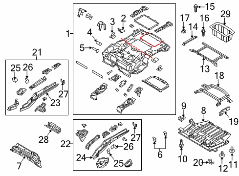 2017 Ford Focus Rear Body - Floor & Rails Storage Compart Diagram for CV6Z-9945440-A