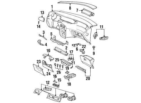 1996 Ford Windstar Instrument Panel Dash Control Unit Diagram for F68Z18549AA