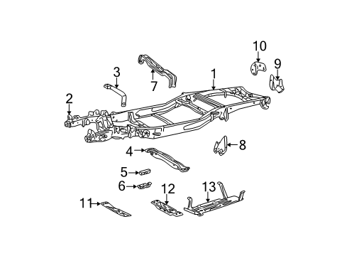 2001 Ford F-150 Frame & Components Support Diagram for F75Z-5D034-BB