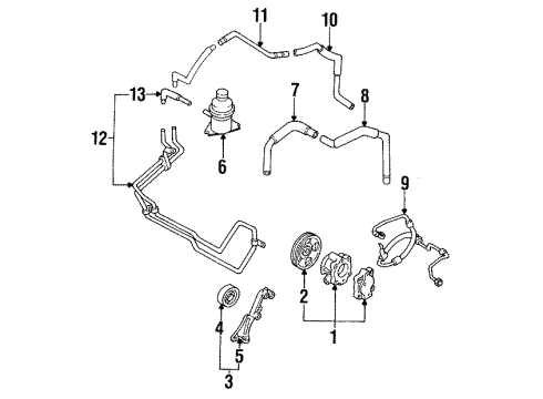 1994 Ford Probe P/S Pump & Hoses, Steering Gear & Linkage Lower Return Hose Diagram for F32Z3A713D
