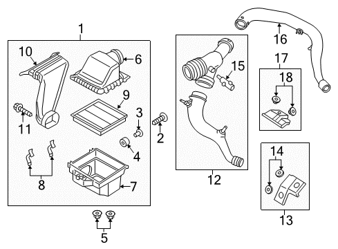2019 Ford F-150 Air Intake Air Cleaner Assembly Diagram for JL3Z-9600-B