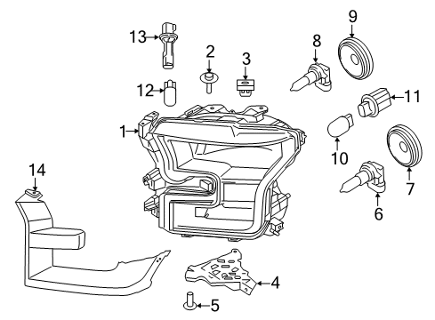 2015 Ford F-150 Headlamps Composite Headlamp Diagram for FL3Z-13008-A