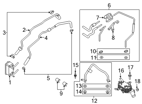 2017 Ford Fusion Oil Cooler Inlet Pipe Clamp Diagram for -W527358-S444