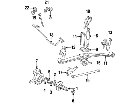 1996 Ford F-350 Front Suspension Components, Stabilizer Bar & Components Stabilizer Link Insulator Diagram for E6TZ-5493-A