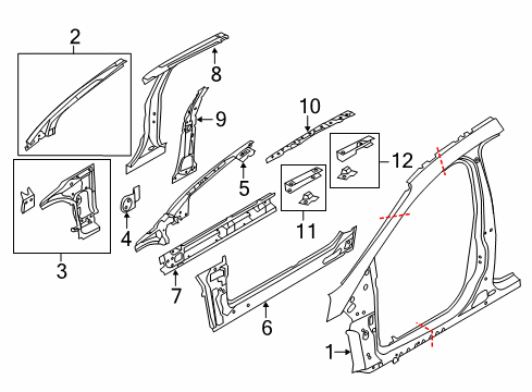 2018 Ford Focus Aperture Panel, Center Pillar, Hinge Pillar, Rocker Center Pillar Reinforcement Diagram for CP9Z-5424301-A