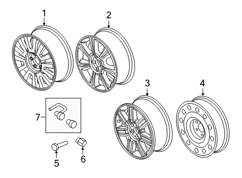 2008 Mercury Sable Wheels Wheel Diagram for 8A4Z-1007-A
