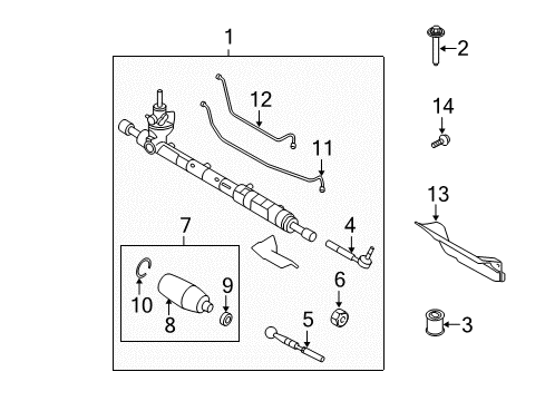 2012 Ford Fusion Steering Gear & Linkage Gear Assembly Diagram for AE5Z-3504-A