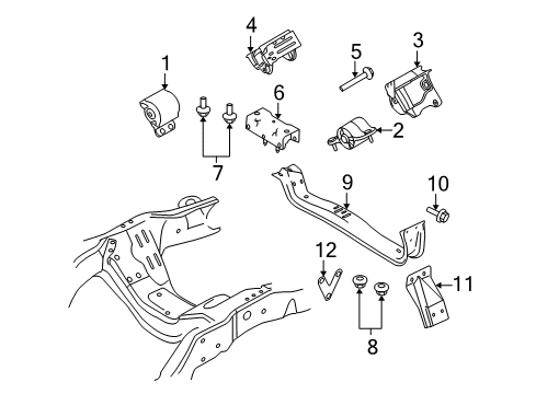 2010 Ford F-350 Super Duty Engine & Trans Mounting Transmission Crossmember Diagram for 4C3Z-6A023-BB