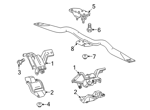2003 Mercury Grand Marquis Engine & Trans Mounting Front Mount Bracket Diagram for F8VZ-6K060-AA