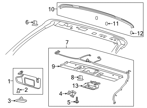 2017 Ford Mustang Interior Trim - Roof Retainer Diagram for FR3Z-6304132-AA