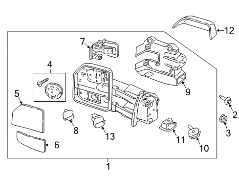 2021 Ford F-350 Super Duty Outside Mirrors Mirror Assembly Nut Diagram for -W701694-S442