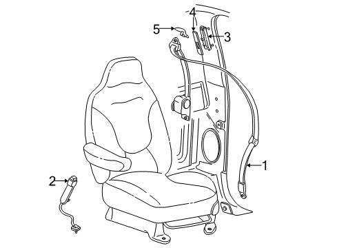 2003 Ford F-150 Front Seat Belts Buckle Diagram for 1L3Z-1561203-BAA