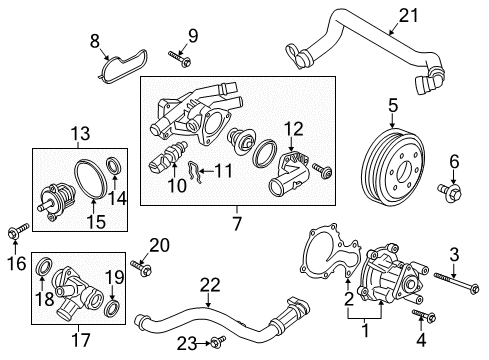 2020 Ford EcoSport Water Pump Water Inlet Bolt Diagram for -W714914-S303