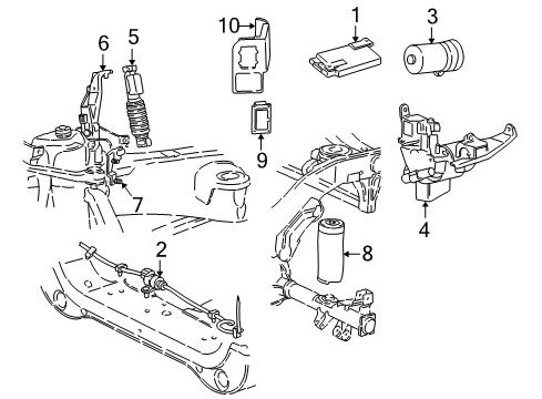 2002 Lincoln Blackwood Auto Leveling Components Spring Assembly Diagram for 3U2Z-5580-EA