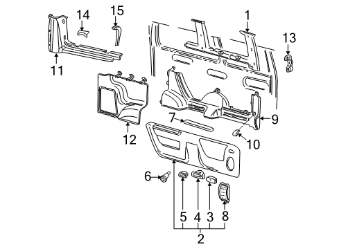 2011 Ford E-250 Interior Trim - Side Panel Rear Trim Diagram for XC2Z-1631011-AAC