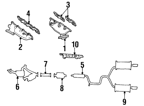 1996 Lincoln Continental Exhaust Components, Exhaust Manifold Gasket Diagram for F8OZ-9448-AE