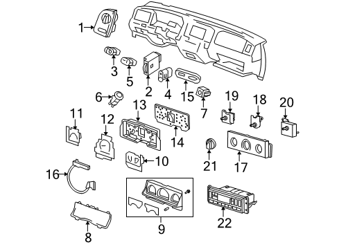 2004 Ford Crown Victoria Instruments & Gauges Indicator Diagram for YF2Z-7A110-AA