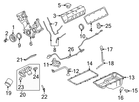 2009 Ford F-150 Engine Parts, Mounts, Cylinder Head & Valves, Camshaft & Timing, Oil Pan, Oil Pump, Crankshaft & Bearings, Pistons, Rings & Bearings, Variable Valve Timing Tube Assembly Diagram for 9L3Z-6754-B