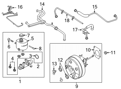 2022 Ford F-350 Super Duty Dash Panel Components Booster Seal Diagram for 7L5Z-2152-A