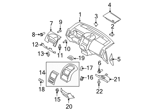 2009 Ford Edge Instrument Panel Side Panel Screw Diagram for -W505002-S424