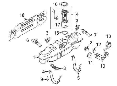 2015 Ford F-250 Super Duty Fuel Supply Tank Strap Bracket Diagram for 6C3Z-9046-BA