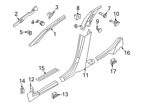 2012 Lincoln MKZ Interior Trim - Pillars, Rocker & Floor Upper Quarter Trim Screw Diagram for -W705604-S439