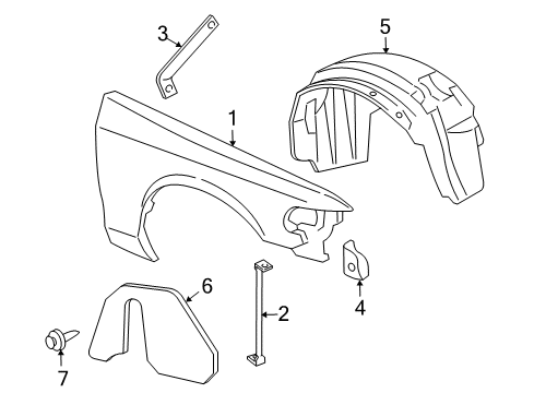 2008 Mercury Grand Marquis Fender & Components Fender Liner Diagram for 6W7Z-16054-A