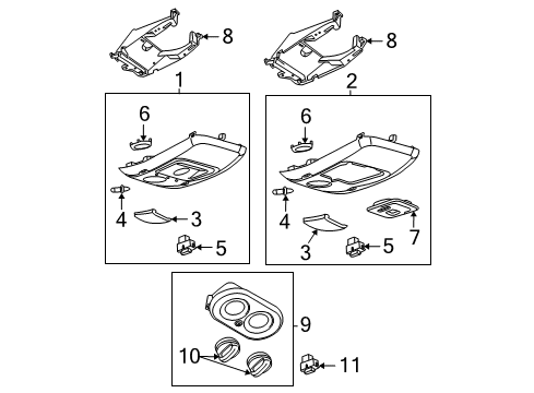 2010 Ford Explorer Moonroof Overhead Console Diagram for 9L2Z-78519A70-BA