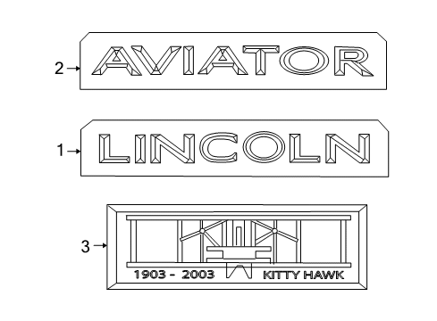2003 Lincoln Aviator Exterior Trim - Lift Gate Nameplate Diagram for 3C5Z-7842528-BA