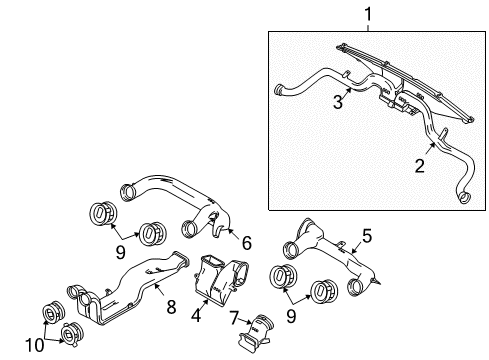 2014 Ford F-150 Ducts Defroster Duct Diagram for 9L3Z-19E630-C