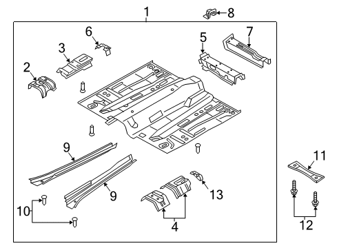 2015 Ford C-Max Pillars, Rocker & Floor - Floor & Rails Guide Plate Diagram for CP9Z-2A697-A