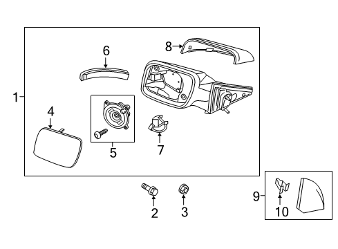 2018 Ford Explorer Outside Mirrors Mirror Cover Diagram for GB5Z-17D742-AA