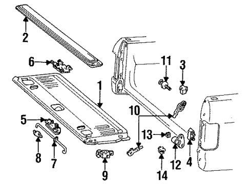 1997 Ford F-250 HD Tail Gate Tail Gate Diagram for F2TZ-9940700-A